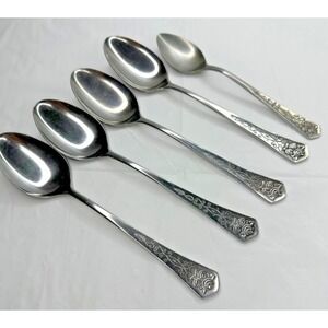 Oxford Hall Stainless Flatware QUEEN'S TAPESTRY Flower Pattern Spoons 5 Replace